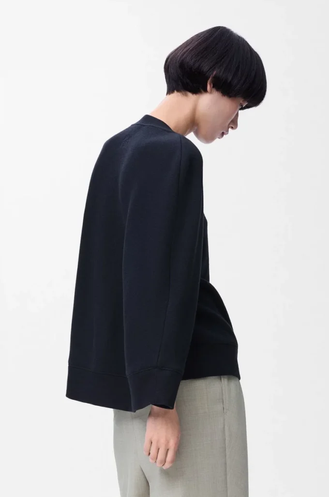 Pamuk karışımlı pelerin sweatshirt Gece mavisi
