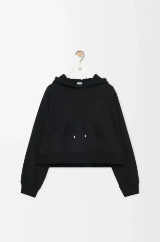 Pamuk karışımlı trapez kapüşonlu sweatshirt. Siyah