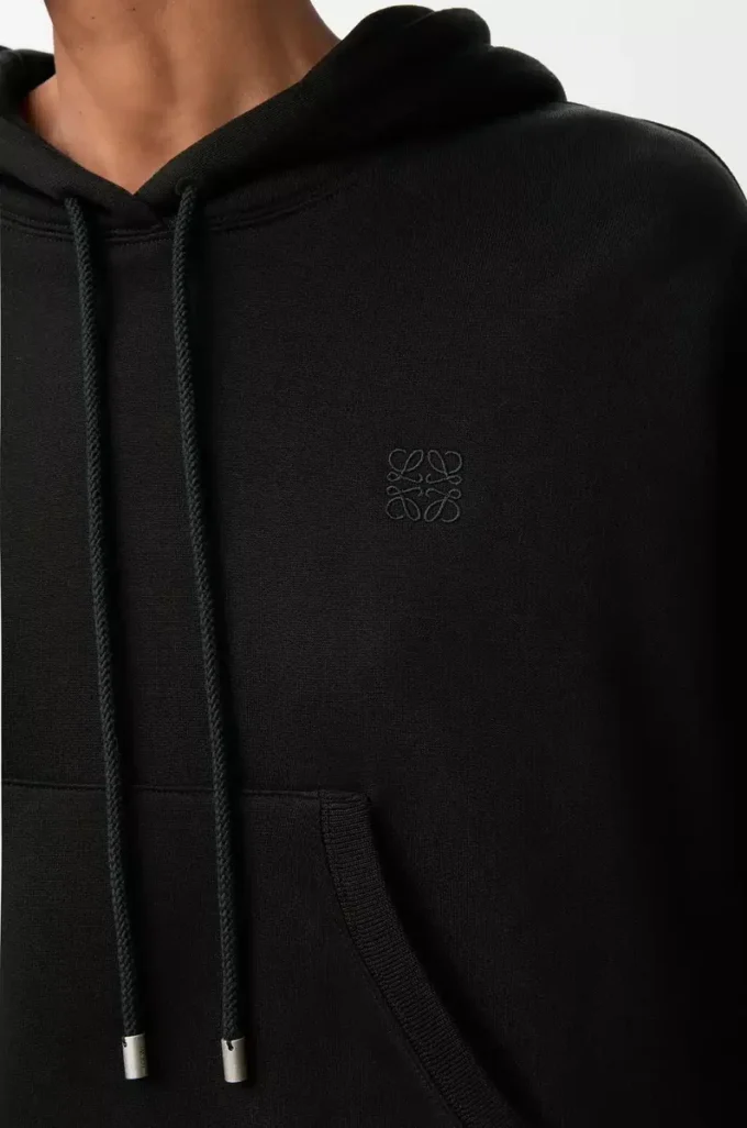 Pamuk karışımlı trapez kapüşonlu sweatshirt. Siyah