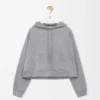 Pamuk karışımlı trapez kesim kapüşonlu sweatshirt Gri Melanj