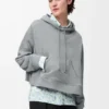 Pamuk karışımlı trapez kesim kapüşonlu sweatshirt Gri Melanj