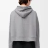 Pamuk karışımlı trapez kesim kapüşonlu sweatshirt Gri Melanj