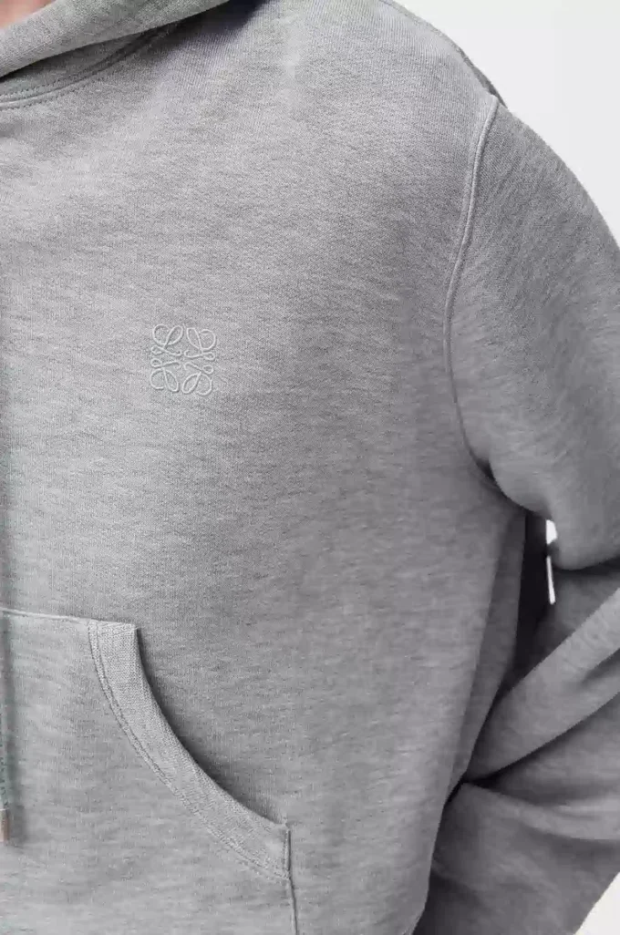 Pamuk karışımlı trapez kesim kapüşonlu sweatshirt Gri Melanj