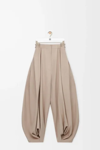 Pamuk ve ipek drape pantolon Bej