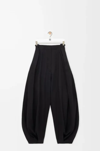 Pamuk ve ipek drape pantolon Siyah