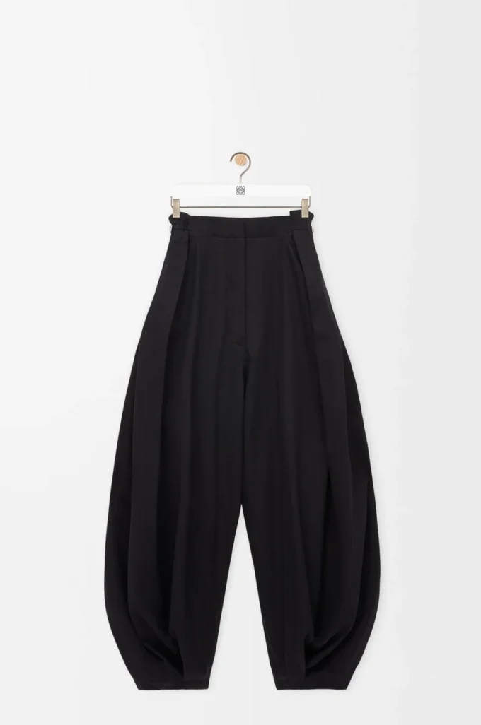 Pamuk ve ipek drape pantolon Siyah