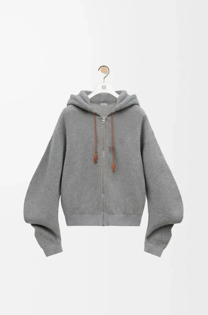 Pamuk ve kaşmirden üretilmiş Flamenko kapüşonlu sweatshirt Gri