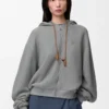 Pamuk ve kaşmirden üretilmiş Flamenko kapüşonlu sweatshirt Gri