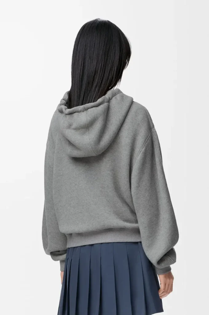 Pamuk ve kaşmirden üretilmiş Flamenko kapüşonlu sweatshirt Gri