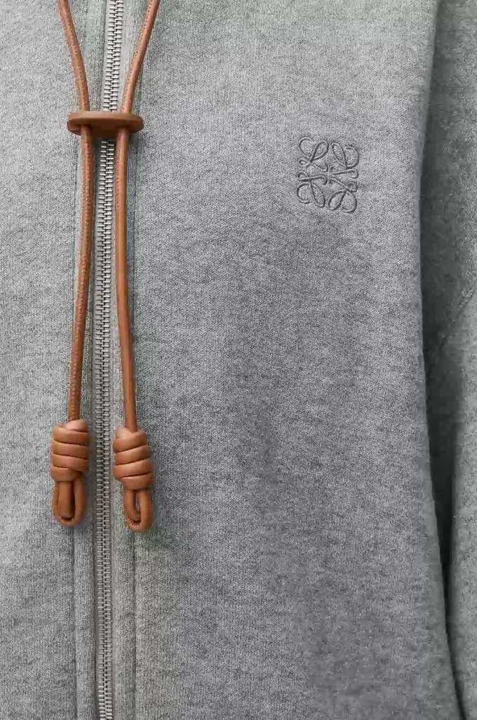 Pamuk ve kaşmirden üretilmiş Flamenko kapüşonlu sweatshirt Gri