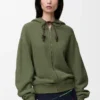 Pamuk ve kaşmirden üretilmiş Flamenko kapüşonlu sweatshirt Haki yeşili
