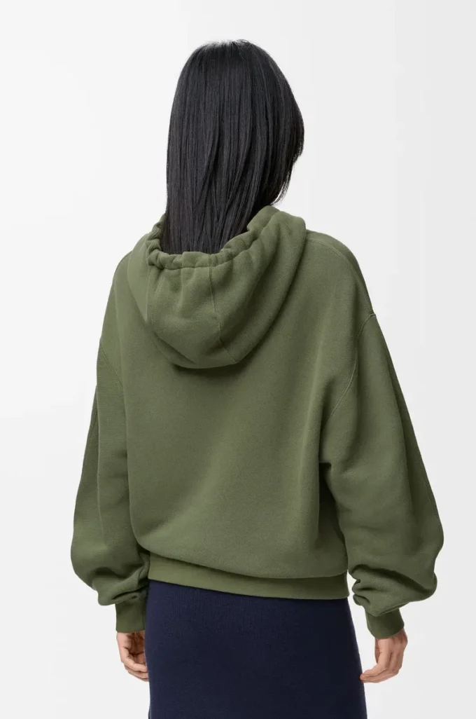 Pamuk ve kaşmirden üretilmiş Flamenko kapüşonlu sweatshirt Haki yeşili