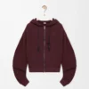Pamuk ve kaşmirden üretilmiş Flamenko kapüşonlu sweatshirt Koyu Bordo