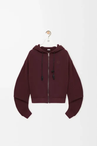 Pamuk ve kaşmirden üretilmiş Flamenko kapüşonlu sweatshirt Koyu Bordo