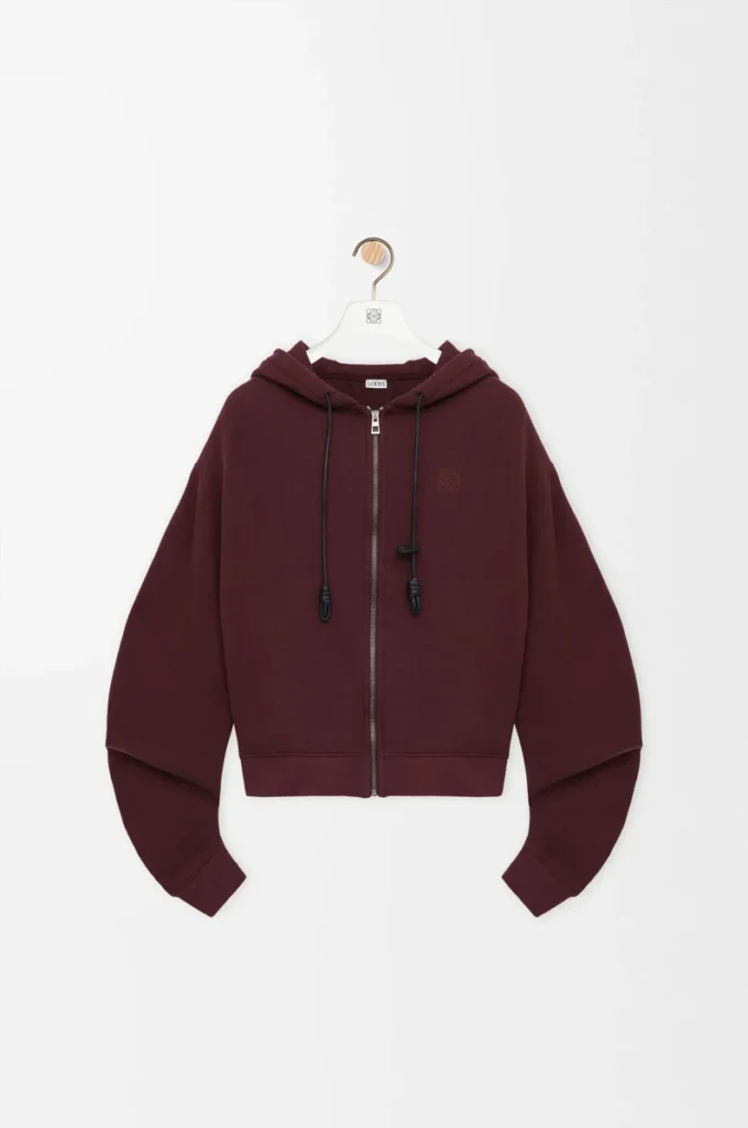 Pamuk ve kaşmirden üretilmiş Flamenko kapüşonlu sweatshirt Koyu Bordo