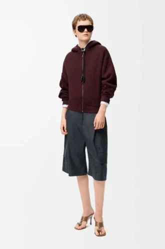 Pamuk ve kaşmirden üretilmiş Flamenko kapüşonlu sweatshirt Koyu Bordo