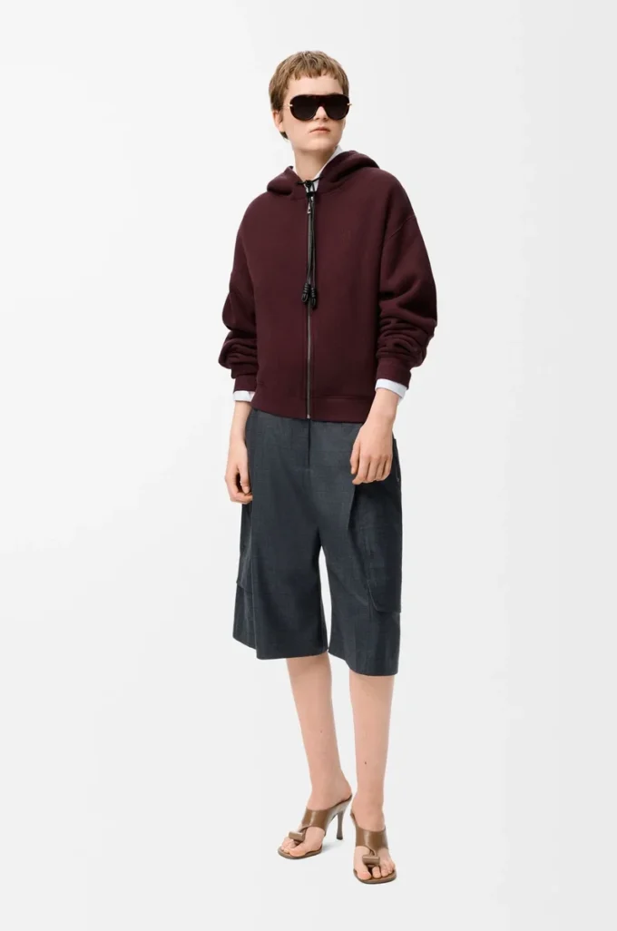 Pamuk ve kaşmirden üretilmiş Flamenko kapüşonlu sweatshirt Koyu Bordo
