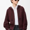 Pamuk ve kaşmirden üretilmiş Flamenko kapüşonlu sweatshirt Koyu Bordo