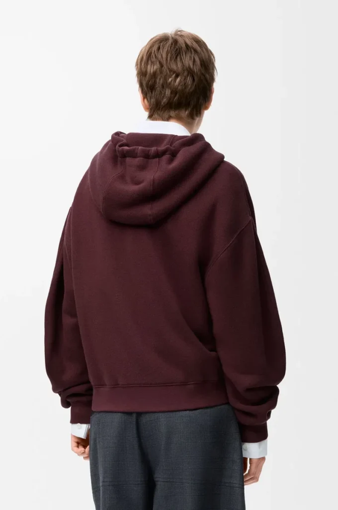 Pamuk ve kaşmirden üretilmiş Flamenko kapüşonlu sweatshirt Koyu Bordo