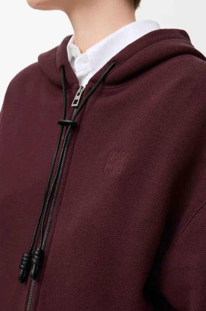 Pamuk ve kaşmirden üretilmiş Flamenko kapüşonlu sweatshirt Koyu Bordo