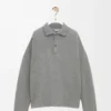 Pamuk ve kaşmirden üretilmiş polo sweatshirt, kurşun grisi