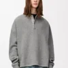 Pamuk ve kaşmirden üretilmiş polo sweatshirt, kurşun grisi