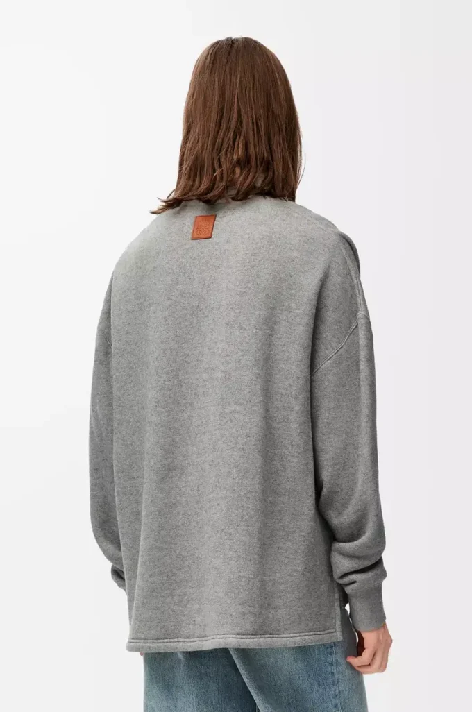 Pamuk ve kaşmirden üretilmiş polo sweatshirt, kurşun grisi