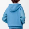 Pamuk ve nappa kuzu derisinden üretilmiş hibrit kapüşonlu sweatshirt Mavi