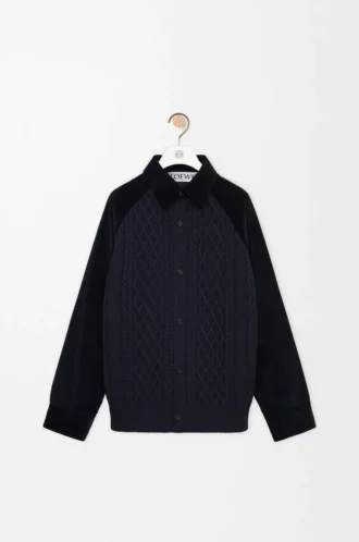 Pamuk ve yün karışımlı hibrit overshirt Koyu lacivert/lacivert