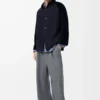 Pamuk ve yün karışımlı hibrit overshirt Koyu lacivert/lacivert