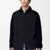 Pamuk ve yün karışımlı hibrit overshirt Koyu lacivert/lacivert