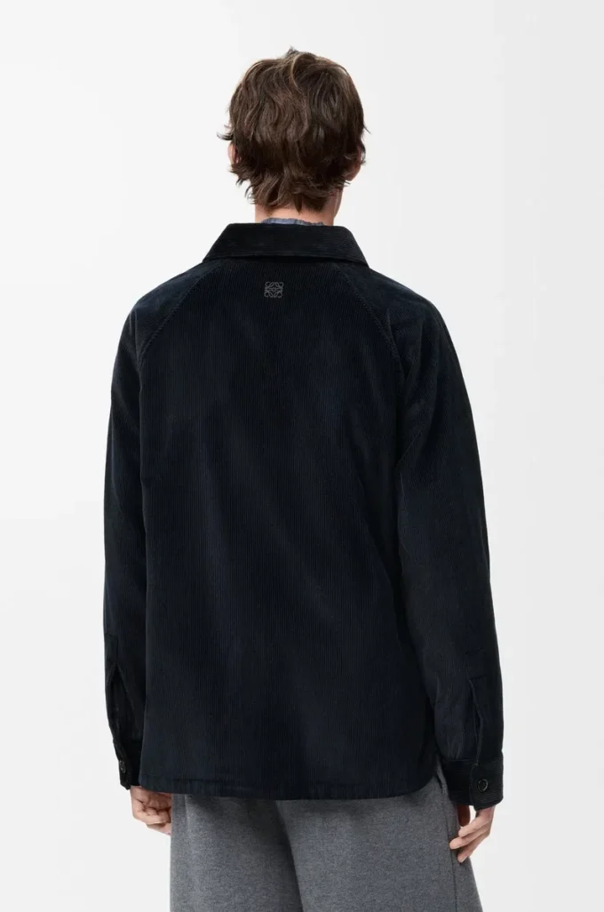 Pamuk ve yün karışımlı hibrit overshirt Koyu lacivert/lacivert