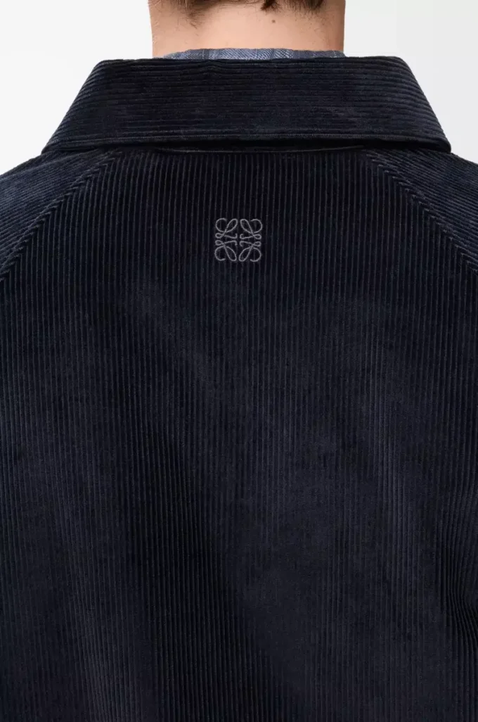 Pamuk ve yün karışımlı hibrit overshirt Koyu lacivert/lacivert