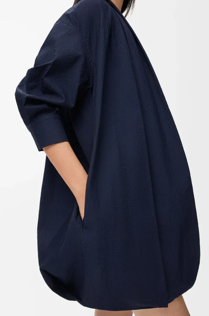 Pamuklu drape elbise Lacivert
