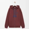 Pamuklu fermuarlı kapüşonlu sweatshirt Burgundy