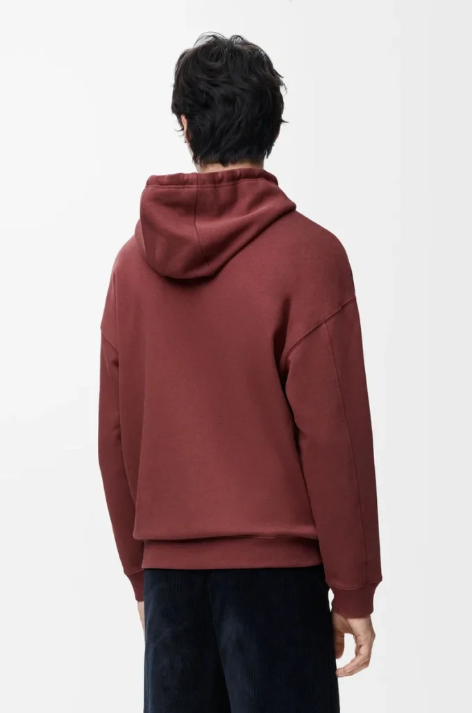 Pamuklu fermuarlı kapüşonlu sweatshirt Burgundy