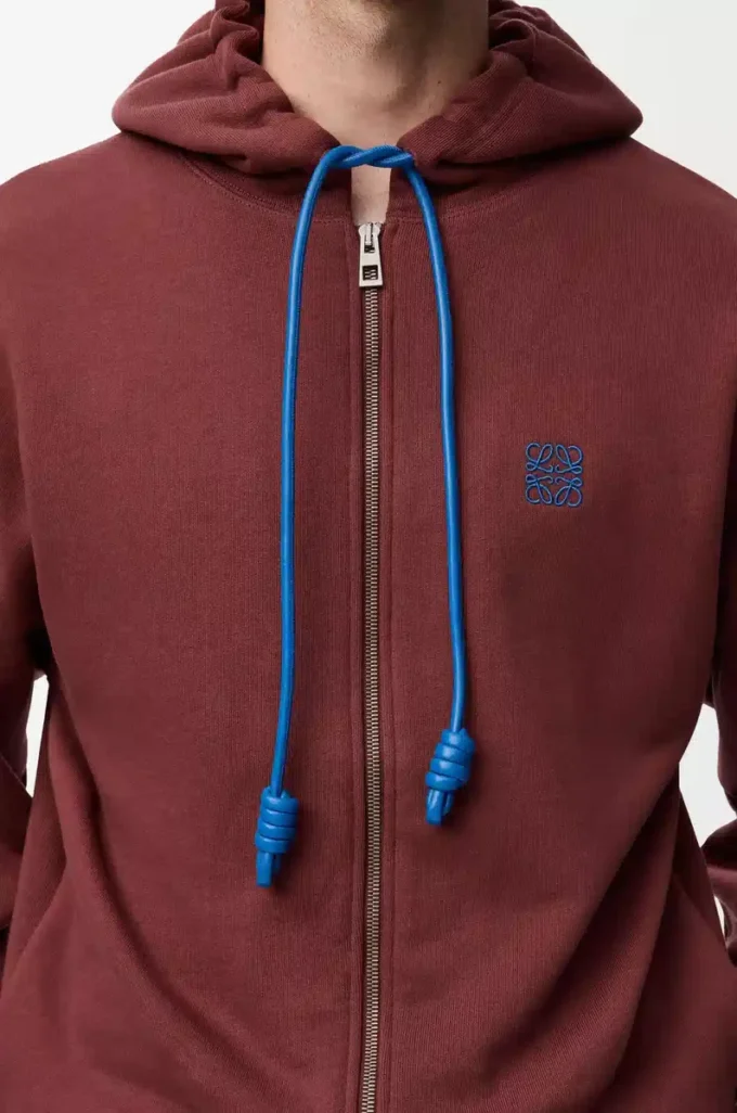 Pamuklu fermuarlı kapüşonlu sweatshirt Burgundy