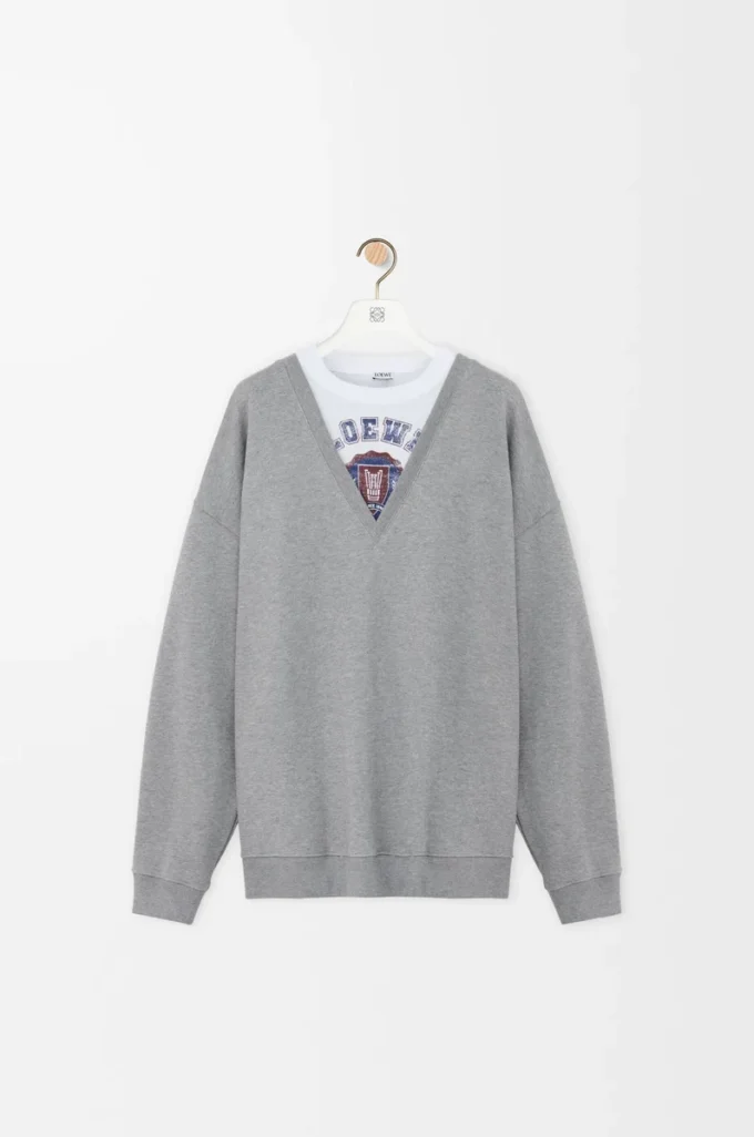 Pamuklu gri melanj sweatshirt
