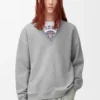 Pamuklu gri melanj sweatshirt