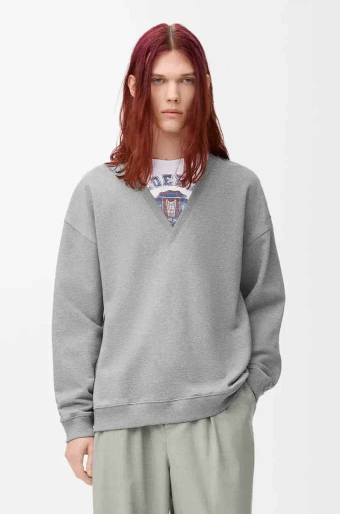 Pamuklu gri melanj sweatshirt