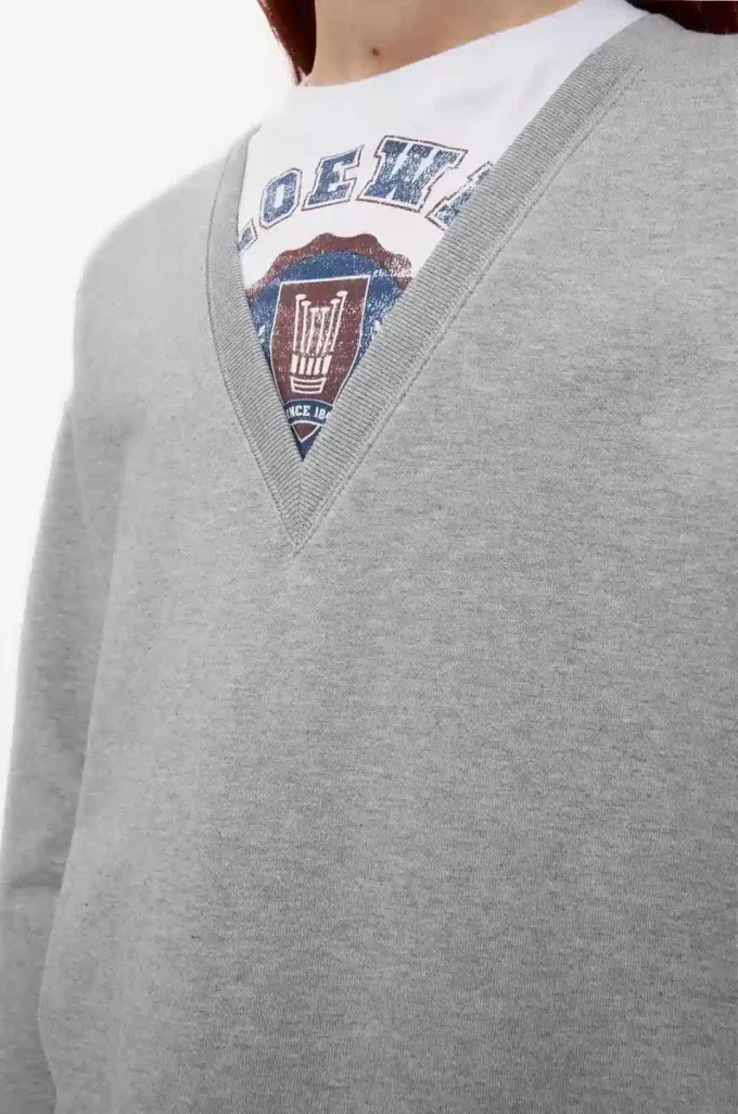 Pamuklu gri melanj sweatshirt