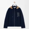 Pamuklu, kapüşonlu ceket, lacivert/bej