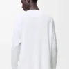 Pamuklu, oversize kesim, uzun kollu tişört, beyaz