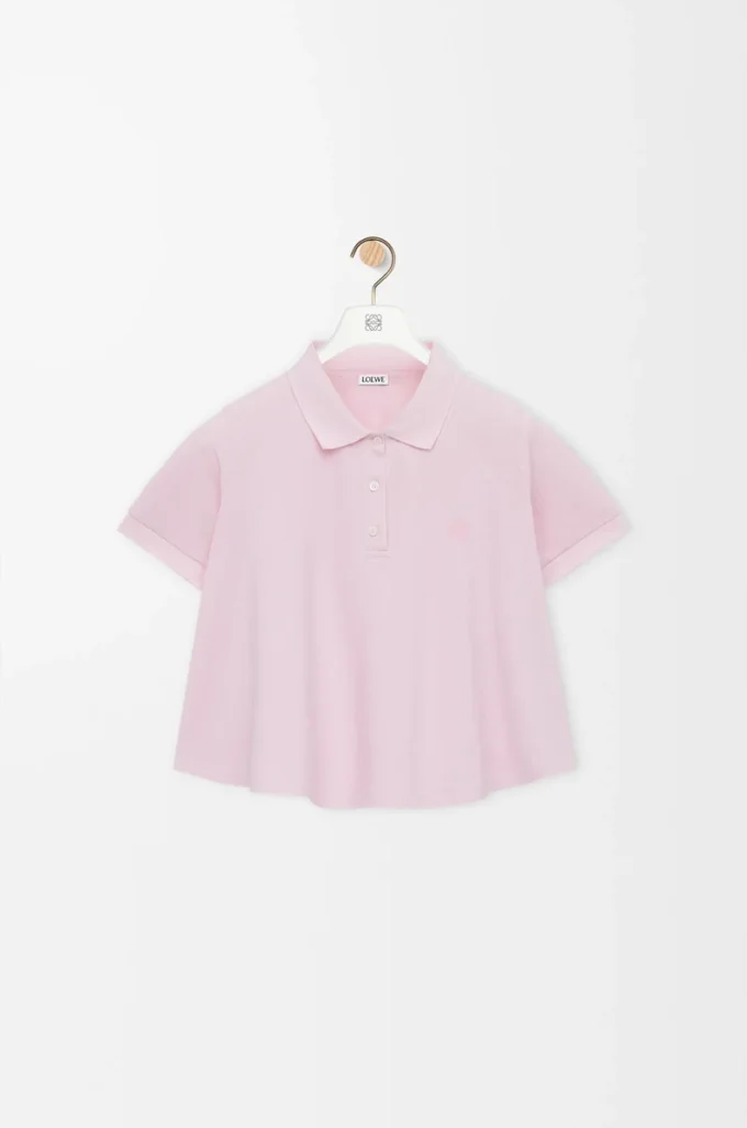 Pamuklu trapez polo, açık pembe