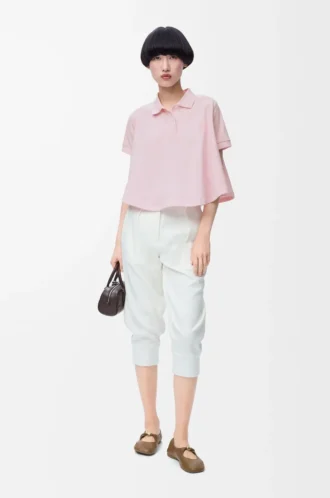Pamuklu trapez polo, açık pembe
