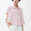 Pamuklu trapez polo, açık pembe