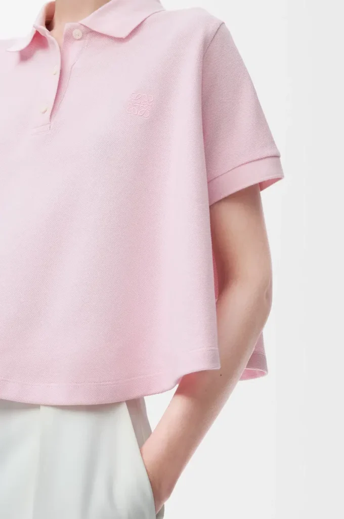 Pamuklu trapez polo, açık pembe