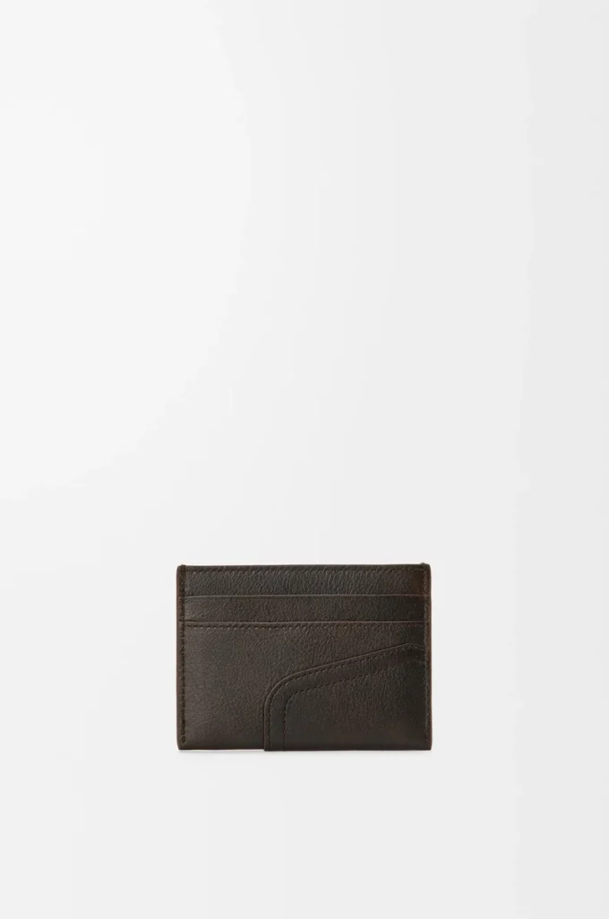Panta düz kartlık, parlak dana derisi Vintage Brown