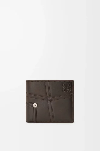 Panta iki katlı cüzdan, parlak dana derisi Vintage Brown