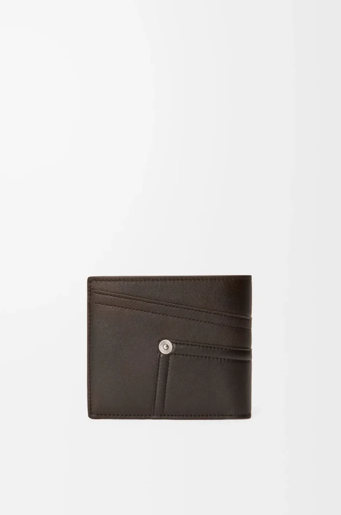 Panta iki katlı cüzdan, parlak dana derisi Vintage Brown